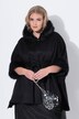 Ponchojakke, oversized, Detaljer i kunstpels