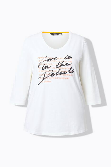 Shirt, tekstprint, A-lijn, V-hals, 3/4-mouw