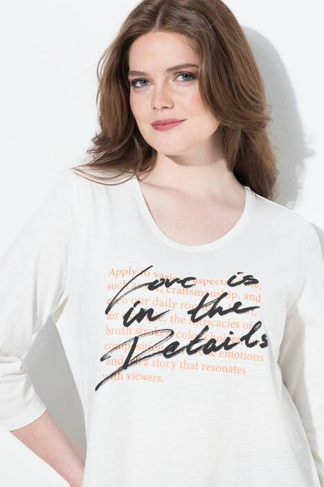 Shirt, tekstprint, A-lijn, V-hals, 3/4-mouw