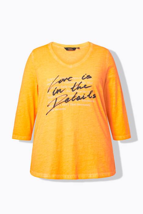 Shirt, tekstprint, A-lijn, V-hals, 3/4-mouw