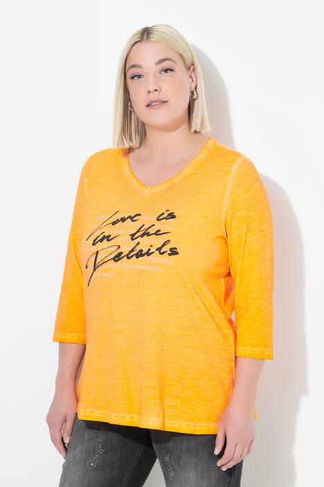 Shirt, tekstprint, A-lijn, V-hals, 3/4-mouw