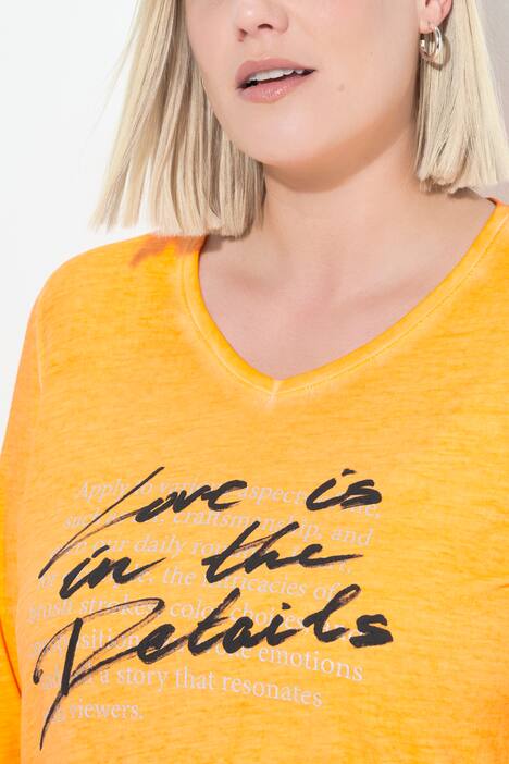 Shirt, tekstprint, A-lijn, V-hals, 3/4-mouw