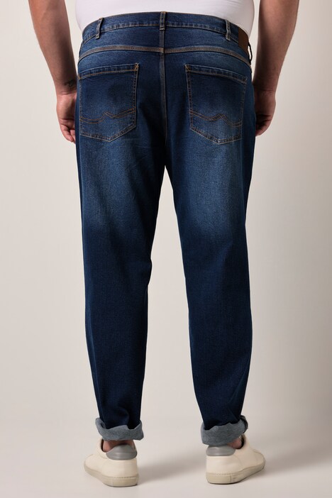 Men+ jeans, denim, avsmalende loose fit, 5-lommers, opptil 72/36