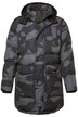 Prošívaná parka JP1880, maskáčová, kapuce, stahování v pase, do 7XL