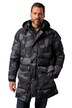 Prošívaná parka JP1880, maskáčová, kapuce, stahování v pase, do 7XL