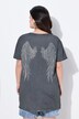 Camiseta, oversize, letras de purpurina, alas en la espalda