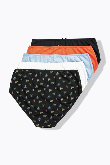 Midi-slips, set van 5, motief / effen