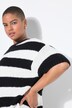 Pull oversize à rayures, manches courtes