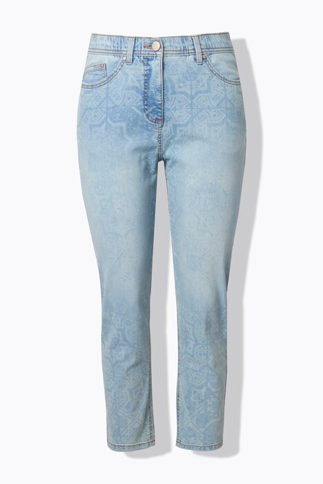 Tile Laser Print Stretch Fit Jeans