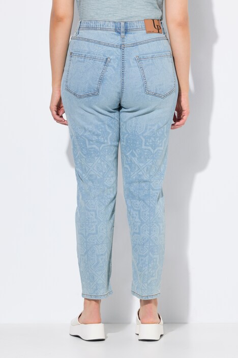 Tile Laser Print Stretch Fit Jeans