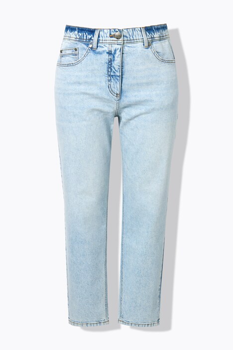 Jean Mom, coupe 5 poches. Délavage très tendance