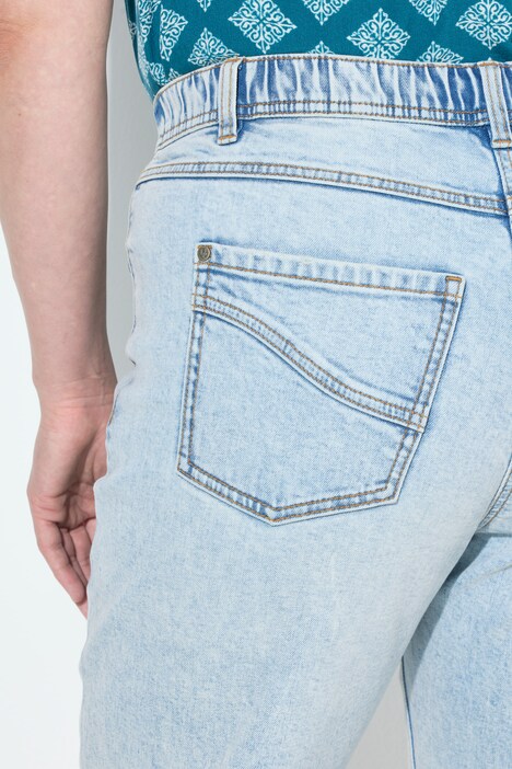 Jean Mom, coupe 5 poches. Délavage très tendance