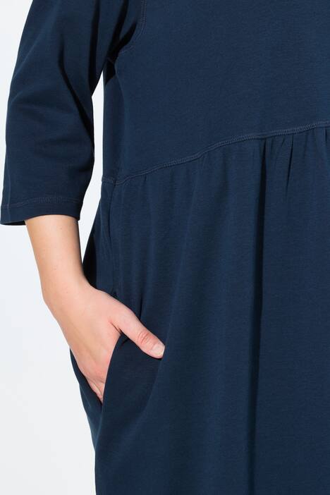 Robe maxi en jersey de coton bio, col montant et manches 3/4