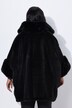 Poncho i vevd pels, oversized, stående krage, dekorative knapper