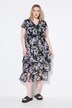 Robe midi en mousseline, fond de robe et volants, coupe évasée