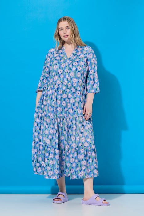 Maxi-jurk, bloemenprint, volants