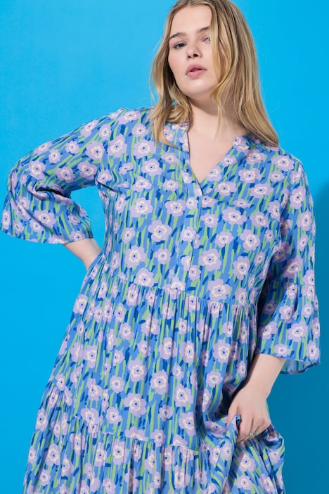 Maxi-jurk, bloemenprint, volants