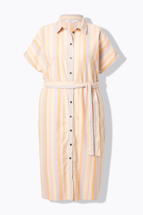 Robe-chemisier rayée, longueur midi
