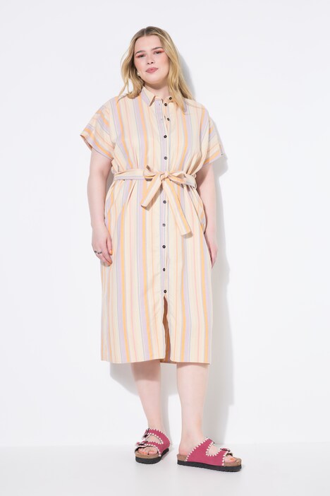 Robe-chemisier rayée, longueur midi