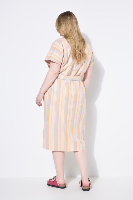 Robe-chemisier rayée, longueur midi