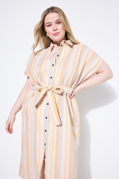 Robe-chemisier rayée, longueur midi