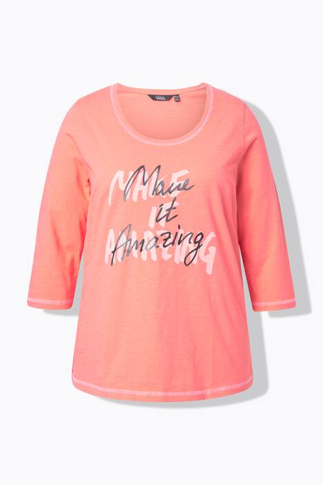 Shirt med tekstmotiv, A-linje, rund halsudskæring, 3/4-ærme