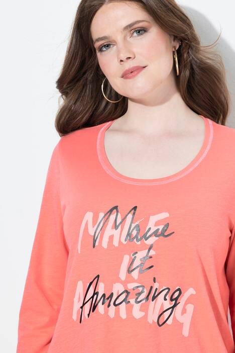 Shirt med tekstmotiv, A-linje, rund halsudskæring, 3/4-ærme