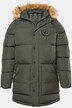 JP1880 doorgestikte parka, capuchon, geweven bont, badges, tot 8XL
