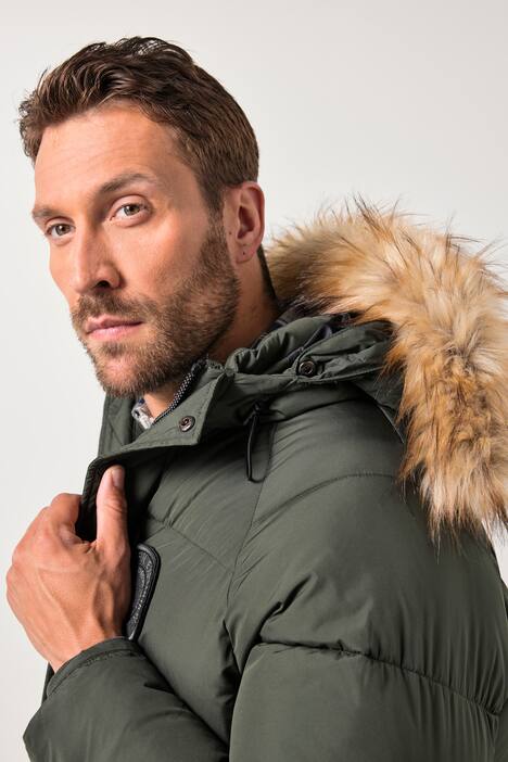 Parka matelassée à capuche JP 1880, flocage et fourrure synthétique - jusqu'au 8 XL