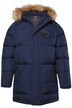 Prošívaná parka JP1880, kapuce, umělá kožešina, nášivky, do 8XL