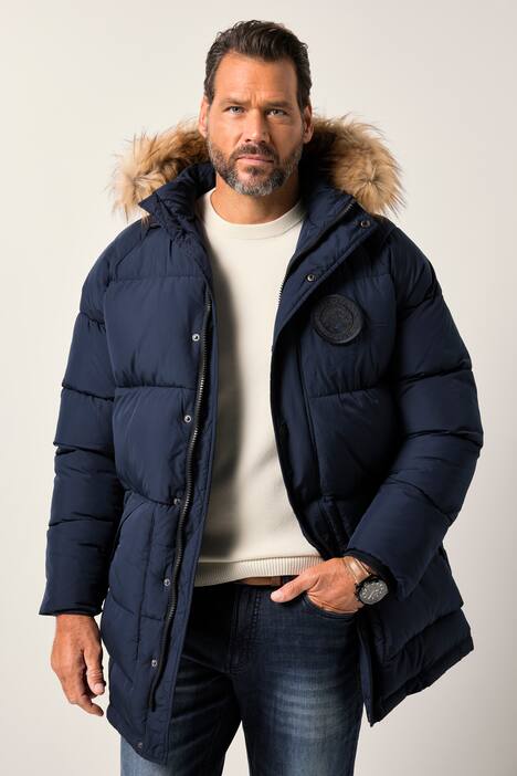Parka matelassée à capuche JP 1880, flocage et fourrure synthétique - jusqu'au 8 XL