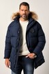 JP1880 doorgestikte parka, capuchon, geweven bont, badges, tot 8XL
