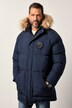 JP1880 doorgestikte parka, capuchon, geweven bont, badges, tot 8XL