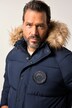 JP1880 doorgestikte parka, capuchon, geweven bont, badges, tot 8XL