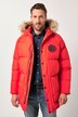 JP1880 doorgestikte parka, capuchon, geweven bont, badges, tot 8XL