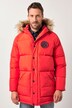 JP1880 doorgestikte parka, capuchon, geweven bont, badges, tot 8XL