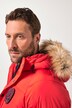 JP1880 doorgestikte parka, capuchon, geweven bont, badges, tot 8XL