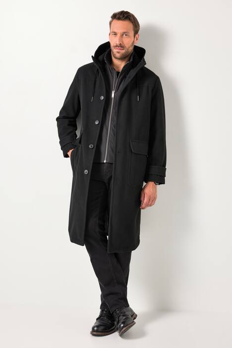 JP1880 functionele jas in wollook, waterafstotend, capuchon, rits, tot 7XL