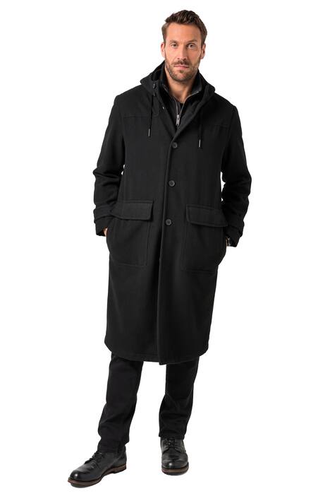 Funkční kabát, vlněný vzhled, vodoodpudivý, kapuce, zip, do 7XL