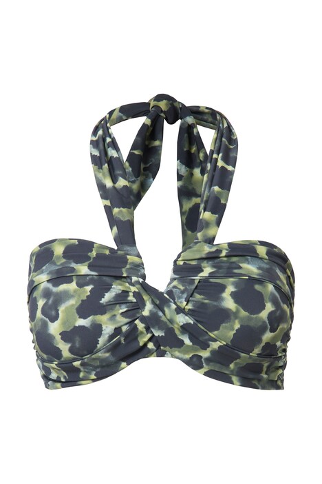 Bikiny top, měkké košíčky, nařasené poprsí, maskáčový