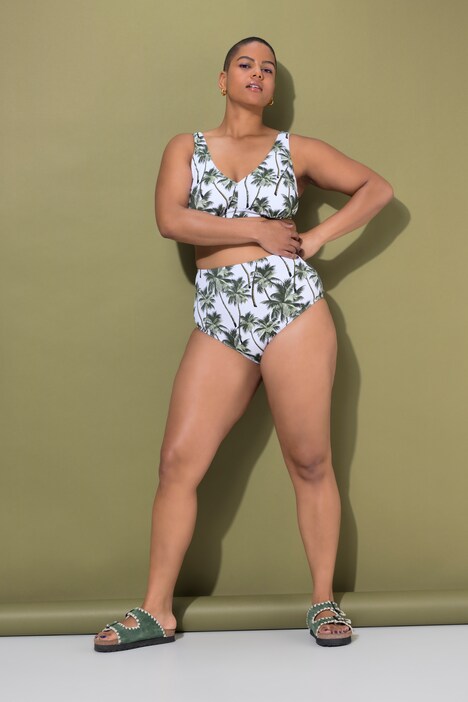 Bikinitrusser, high waist og palmeprint