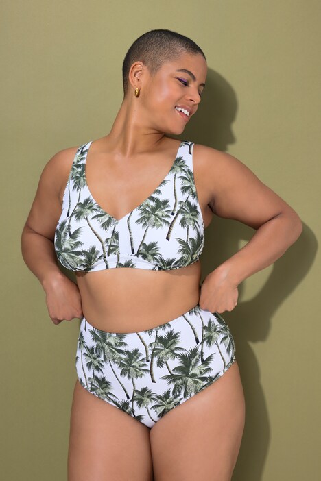 Bikinitrusser, high waist og palmeprint