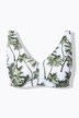 Top del bikini con coppe morbide e stampa con palme