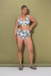 Top del bikini con coppe morbide e stampa con palme