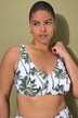 Top del bikini con coppe morbide e stampa con palme
