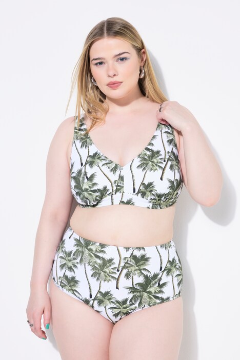 Bikinitop med softcups og palmeprint