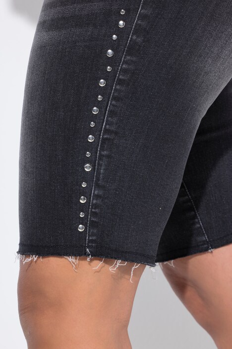 Bermudas vaqueras, pierna recta, remaches decorativos