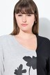 T-shirt en coton bio, motif à fleurs, décolleté en V et manches 3/4