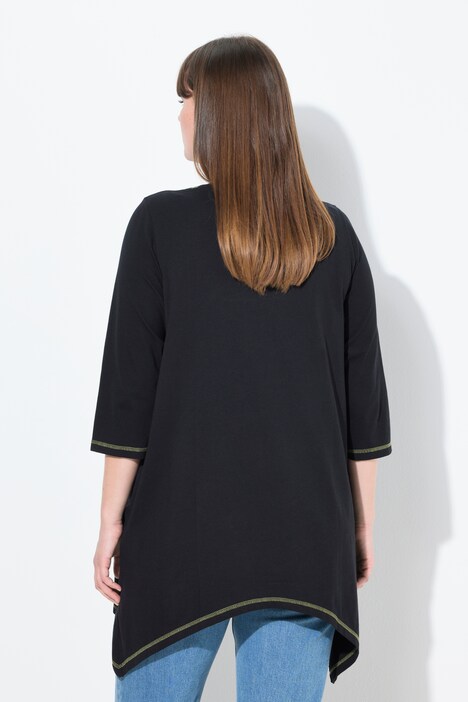 Shirt, Stickerei, A-Linie, Rundhals, 3/4-Arm, Biobaumwolle