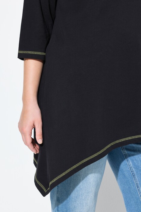 Shirt, Stickerei, A-Linie, Rundhals, 3/4-Arm, Biobaumwolle